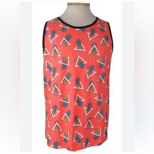 Vibrant Orange and Blue Tank Top with Modern Pineapple Graphic Design